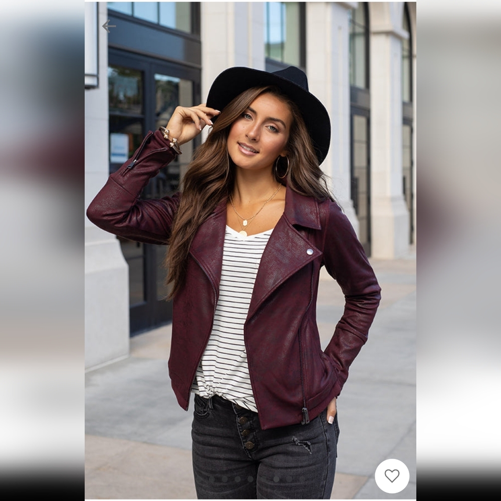 Grace & Lace Move Free Leather Like moto Jacket - Picture 3 of 8